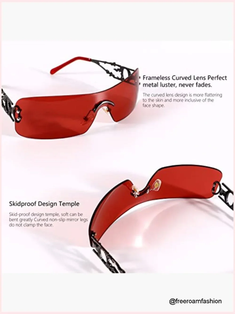 Retro Rimless Rectangle Sunglasses Unisex Vintage Flame Metal Frameless Eyewear